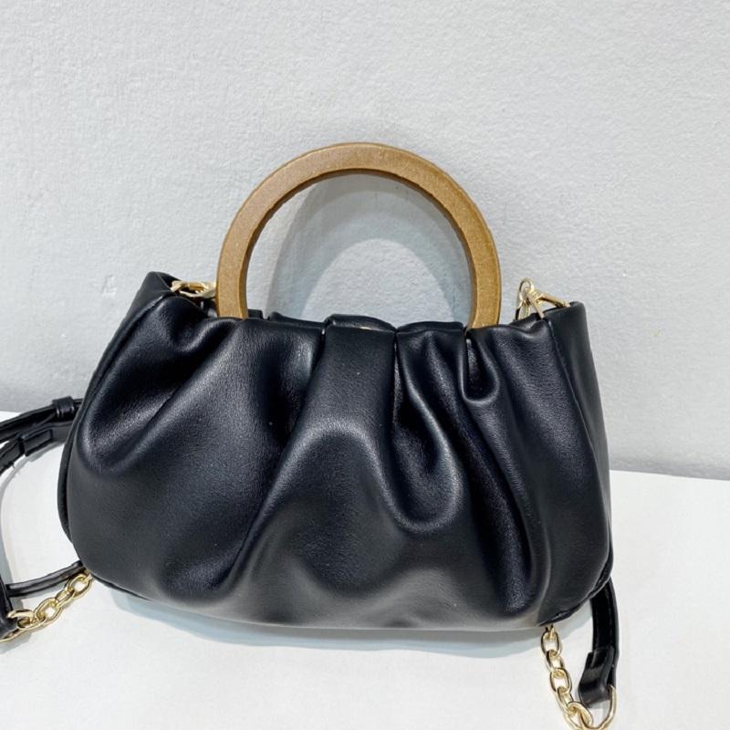 Портативная плиссированная сумка-облако с деревянной ручкой, плиссированная сумка через одно плечо, новая